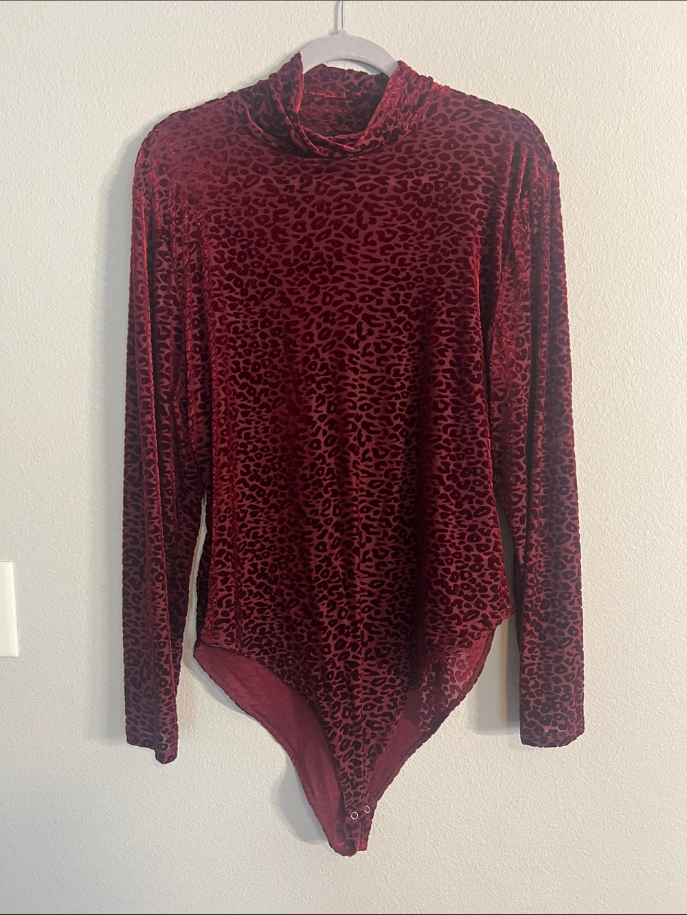 Forever 21+ Burgundy Velvet Leopard-Print Top